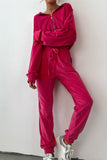 Girlfairy 2024 Fashion Woman Elegant SetSolid Zipper Hoodie Drawstring Long Pants Suits