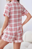 Girlfairy 2024 Fashion Woman Elegant SetStriped Plaid Print Shirt Shorts Two-Piece Loungewear