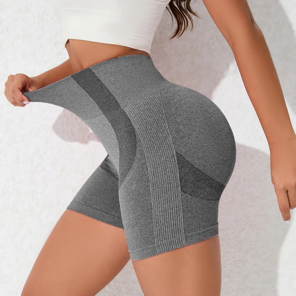Summer Seamless Gym Women Cycling Shorts Coquette Skinny Stretch Sport Shorts High Waist Solid Color Fitness Pants