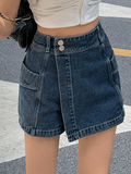 Girlfairy High Waist Irregular Denim Shorts