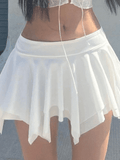 Girlfairy Solid Color Asymmetric Mini Skirt