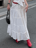 Girlfairy Solid Color Slit Layered Loose Midi Skirt